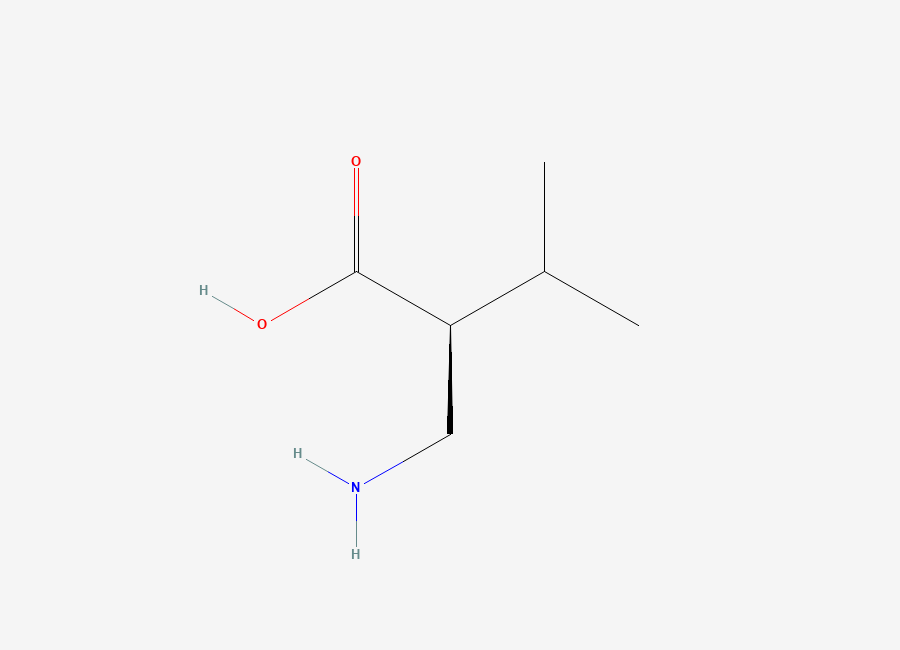 Two-dimensional chemical structure of (2S)-2-(Aminomethyl)-3-methylbutanoic acid