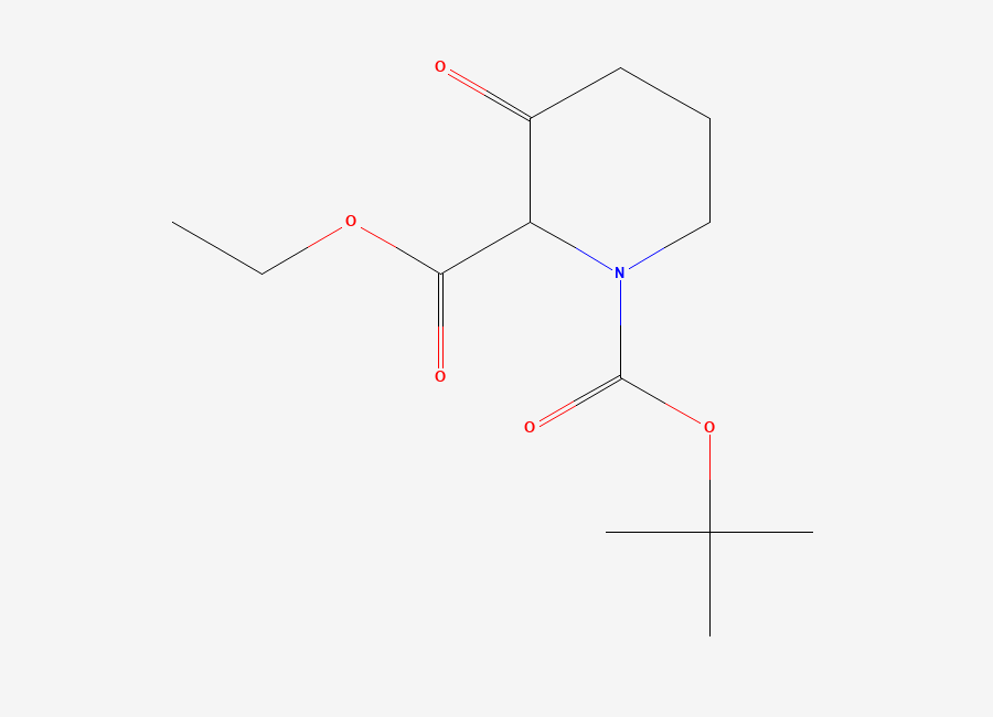 Two-dimensional chemical structure of 1-tert-Butyl 2-ethyl 3-oxopiperidine-1,2-dicarboxylate