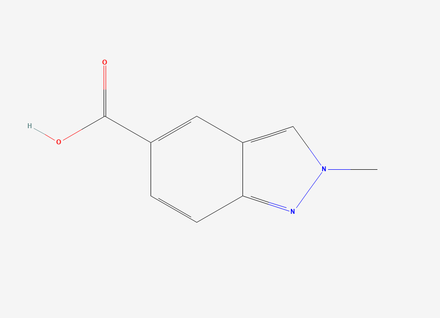 Two-dimensional chemical structure of 2-Methyl-2H-indazole-5-carboxylic acid