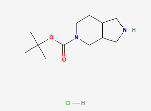 Two-dimensional chemical structure of tert-Butyl hexahydro-1H-pyrrolo[3,4-c]pyridine-5(6H)-carboxylate hydrochloride