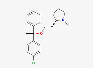 Two-dimensional chemical structure of (2S)-2-[2-[(1R)-1-(4-chlorophenyl)-1-phenylethoxy]ethyl]-1-methylpyrrolidine