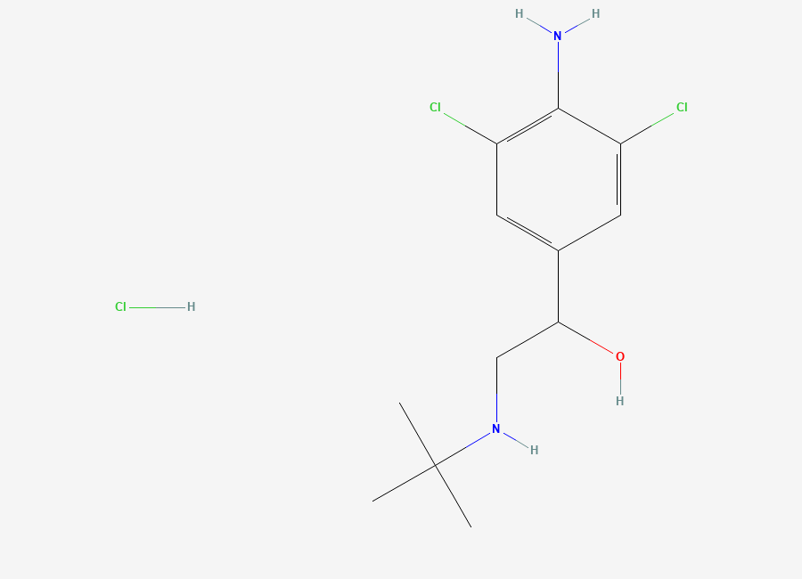 Two-dimensional chemical structure of Clenbuterol Hydrochloride, CAS 21898-19-1