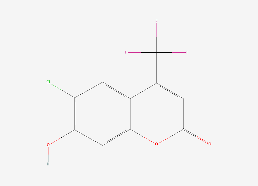 Two-dimensional chemical structure of 6-Chloro-7-hydroxy-4-(trifluoromethyl)-2H-1-benzopyran-2-one