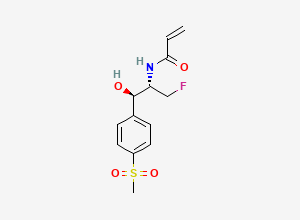 Two-dimensional chemical structure of N-[(1R,2S)-3-fluoro-1-hydroxy-1-(4-methylsulfonylphenyl)propan-2-yl]prop-2-enamide