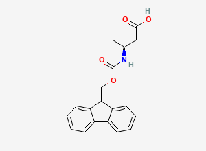 Two-dimensional chemical structure of (3S)-3-((((9H-fluoren-9-yl)methoxy)carbonyl)amino)butanoic acid