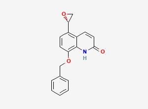 Two-dimensional chemical structure of (S)-8-Benzyloxy-5-oxiranyl-1H-quinolin-2-one