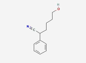 Two-dimensional chemical structure of 6-hydroxy-2-phenylhexanenitrile