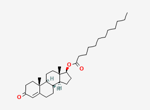 Two-dimensional chemical structure of Testosterone Decanoate EP Impurity F/ Testosterone Laurate, CAS 59232-78-9