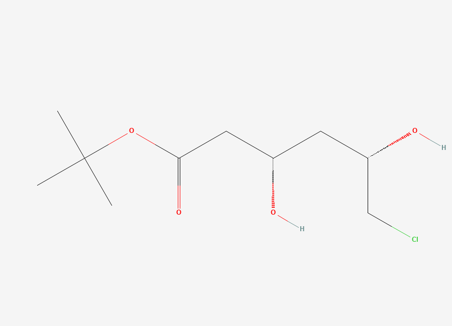Two-dimensional chemical structure of Tert-Butyl (3S,5S)-6-Chloro-3,5-dihydroxyhexanoate, CAS 325471-28-1