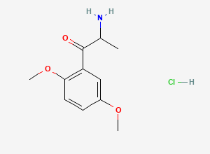 Two-dimensional chemical structure of 2-Amino-1-(2,5-dimethoxyphenyl)propan-1-one--hydrogen chloride (1/1)