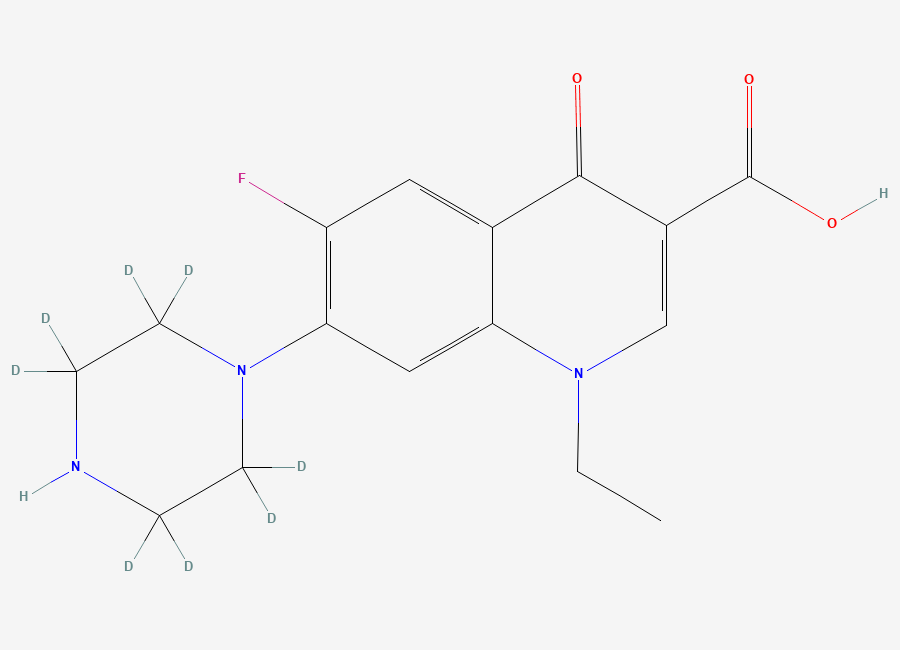 Two-dimensional chemical structure of Norfloxacin-D8, CAS 1216601-32-9