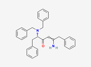 Two-dimensional chemical structure of (2S,4Z)-5-Amino-2-(dibenzylamino)-1,6-diphenylhex-4-en-3-one