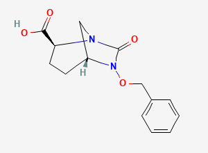Two-dimensional chemical structure of (2S,5R)-6-(Benzyloxy)-7-oxo-1,6-diazabicyclo[3.2.1]octane-2-carboxylic acid