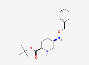 Two-dimensional chemical structure of (2S,5R)-tert-butyl 5-(benzyloxyamino)piperidine-2-carboxylate
