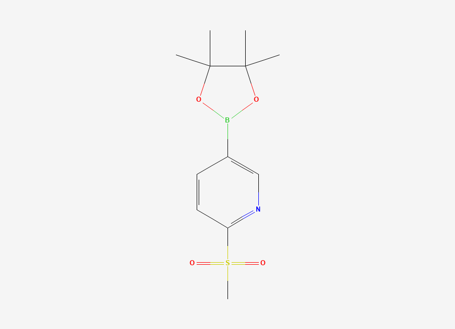 Two-dimensional chemical structure of 2-(Methanesulfonyl)-5-(4,4,5,5-tetramethyl-1,3,2-dioxaborolan-2-yl)pyridine
