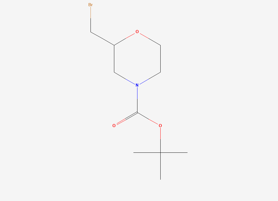 Two-dimensional chemical structure of tert-Butyl 2-(bromomethyl)morpholine-4-carboxylate