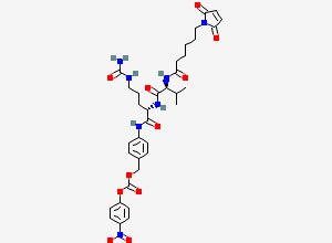 Two-dimensional chemical structure of N-(6-(2,5-Dihydro-2,5-dioxo-1H-pyrrol-1-yl)-1-oxohexyl)-L-valyl-N5-(aminocarbonyl)-N-(4-((((4-nitrophenoxy)carbonyl)oxy)methyl)phenyl)-L-ornithinamide