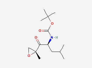 Two-dimensional chemical structure of 1,1-Dimethylethyl N-((1S)-3-methyl-1-(((2R)-2-methyl-2-oxiranyl)carbonyl)butyl)carbamate