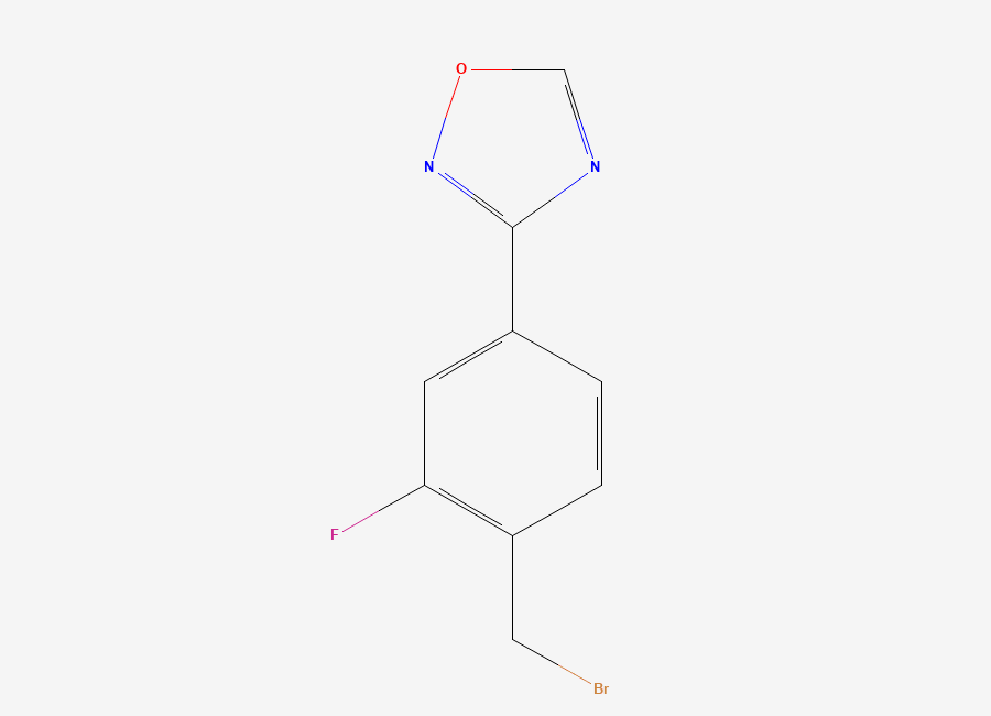 Two-dimensional chemical structure of 3-(4-(Bromomethyl)-3-fluorophenyl)-1,2,4-oxadiazole