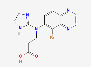 Two-dimensional chemical structure of 3-((5-Bromoquinoxalin-6-yl)(4,5-dihydro-1H-imidazol-2-yl)amino)propanoic Acid