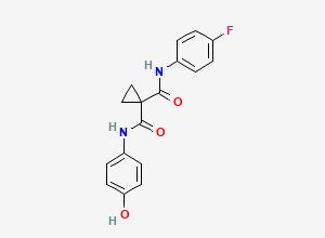 Two-dimensional chemical structure of N-(4-Fluorophenyl)-N'-(4-hydroxyphenyl)cyclopropane-1,1-dicarboxamide, CAS 849217-60-3