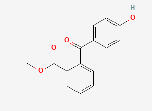 Two-dimensional chemical structure of Methyl 2-(4-hydroxybenzoyl)benzoate, CAS 21147-23-9