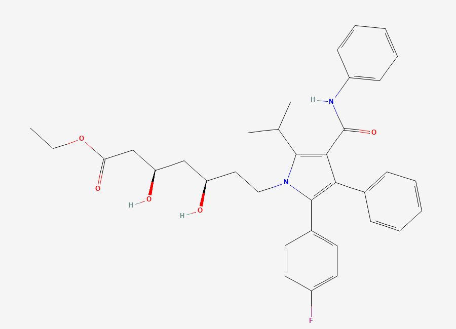 Two-dimensional chemical structure of Atorvastatin Ethyl Ester, CAS 1146977-93-6