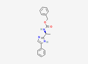 Two-dimensional chemical structure of (S)-Benzyl (1-(4-Phenyl-1H-imidazol-2-yl)ethyl)carbamate, CAS 864825-21-8