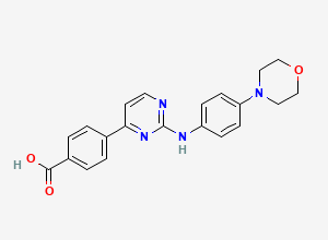 Two-dimensional chemical structure of Momelotinib N-1 Impurity / 4-(2-((4-morpholinophenyl)amino)pyrimidin-4-yl)benzoic acid, CAS 945749-71-3