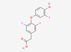 Two-dimensional chemical structure of Levothyroxine EP Impurity C / Triiodothyroacetic acid / T3-Acetic Acid/ Liothyronine EP Impurity C, CAS 51-24-1