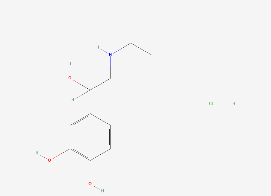 Two-dimensional chemical structure of (+-)-Isoproterenol hydrochloride, CAS 51-30-9