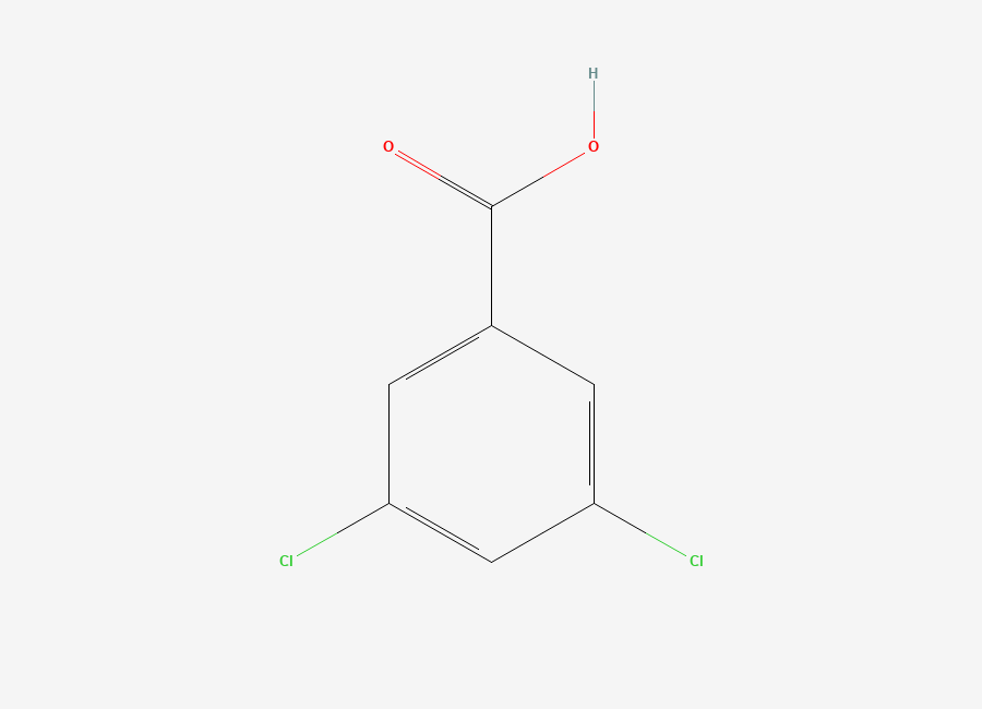 Two-dimensional chemical structure of 3,5-Dichlorobenzoic Acid, CAS 51-36-5