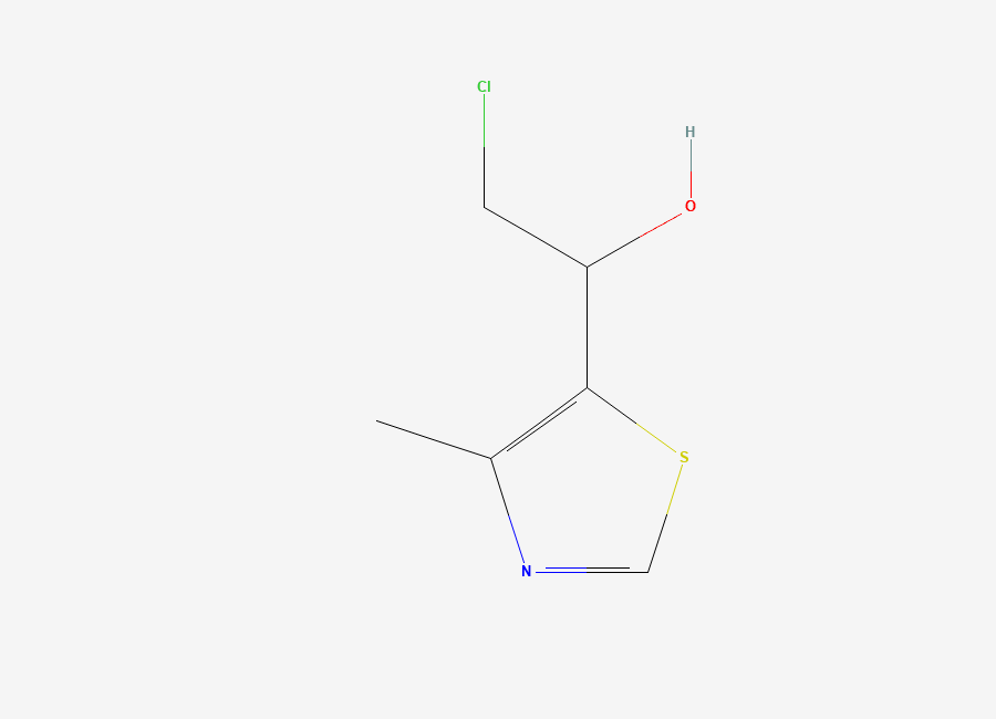 Two-dimensional chemical structure of 2-Chloro-1-(4-methyl-1,3-thiazol-5-yl)ethanol, CAS 72579-01-2