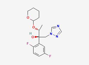 Two-dimensional chemical structure of (2R,3R)-2-(2,5-difluorophenyl)-3-((tetrahydro-2H-pyran-2-yl)oxy)-1-(1H-1,2,4-triazol-1-yl)butan-2-ol