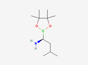 Two-dimensional chemical structure of (S)-3-Methyl-1-(4,4,5,5-tetramethyl-1,3,2-dioxaborolan-2-yl)butan-1-amine