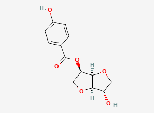 Two-dimensional chemical structure of [(3S,3aR,6R,6aR)-3-hydroxy-2,3,3a,5,6,6a-hexahydrofuro[3,2-b]furan-6-yl] 4-hydroxybenzoate
