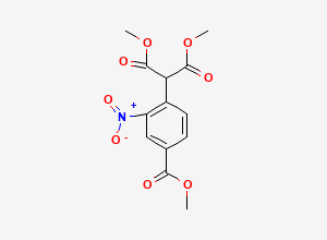 Two-dimensional chemical structure of Dimethyl 2-(4-(methoxycarbonyl)-2-nitrophenyl)malonate, CAS 1160293-27-5