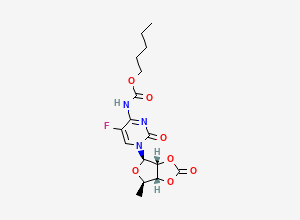 Two-dimensional chemical structure of 2',3'-O-Carbonyl-5'-deoxy-5-fluoro-N4-(pentyloxycarbonyl)cytidine