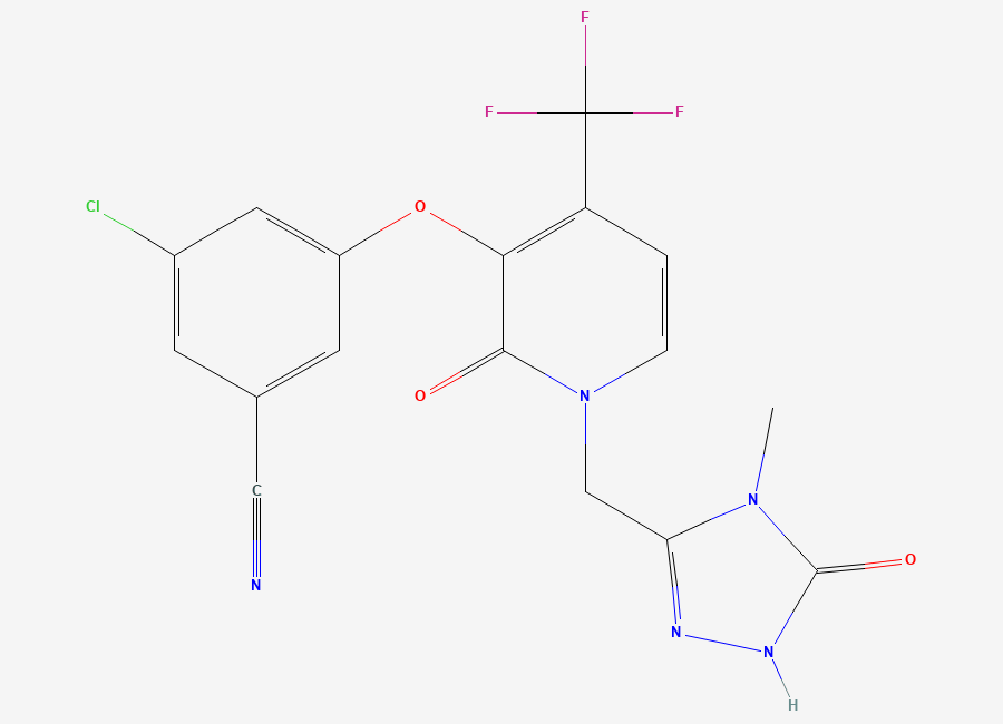 Two-dimensional chemical structure of Doravirine, CAS 1338225-97-0