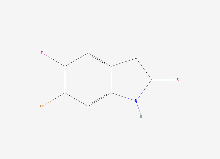 Two-dimensional chemical structure of 6-Bromo-5-fluoroindolin-2-one