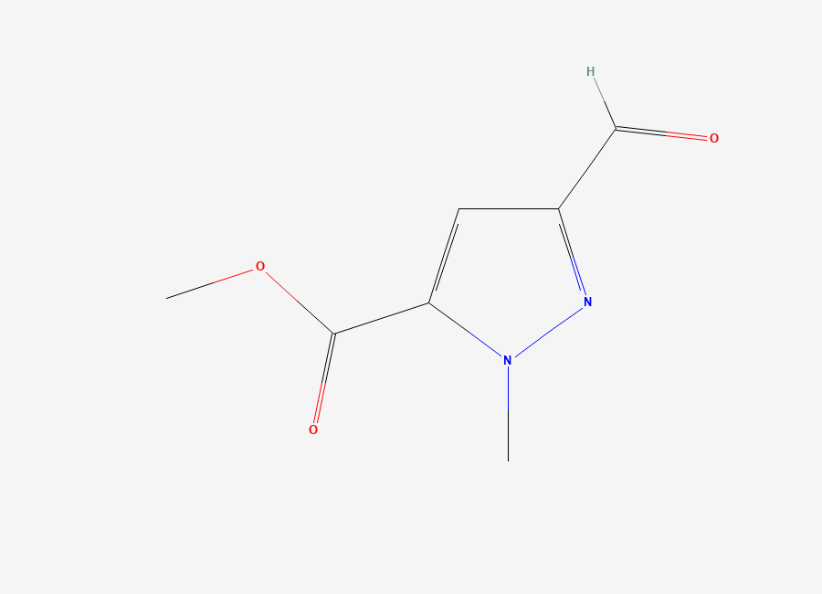 Two-dimensional chemical structure of Methyl 3-formyl-1-methyl-1H-pyrazole-5-carboxylate