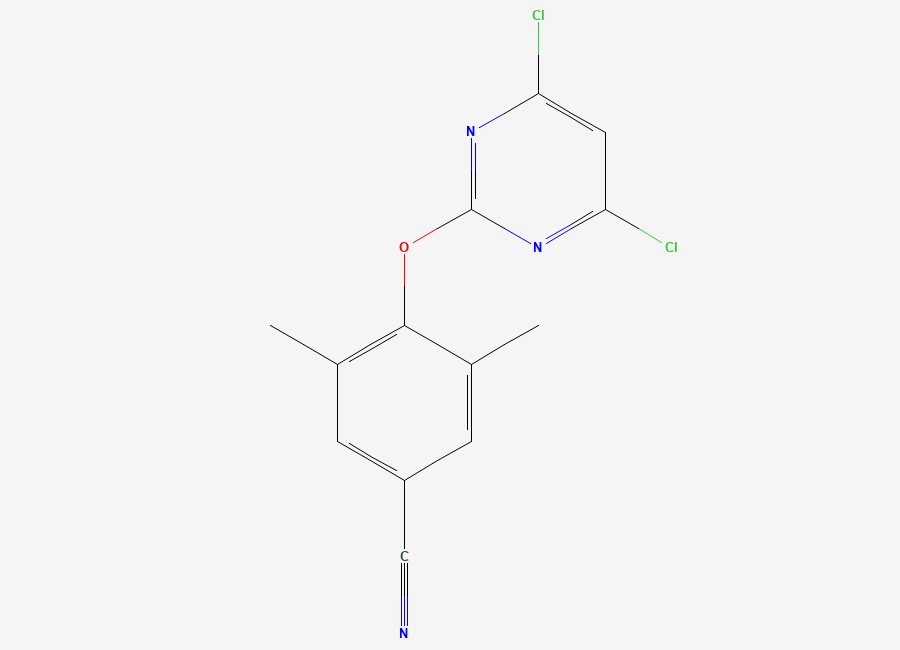 Two-dimensional chemical structure of 4-((4,6-Dichloropyrimidin-2-yl)oxy)-3,5-dimethylbenzonitrile