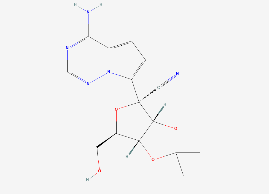 Two-dimensional chemical structure of Remdesivir O-Desphosphate Acetonide Impurity, CAS 1191237-80-5