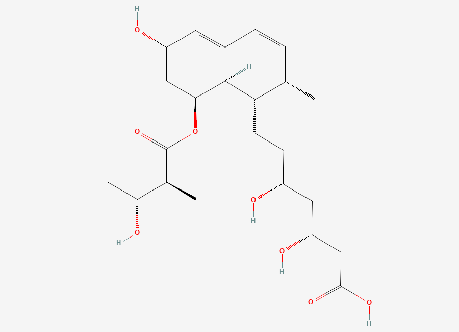 Two-dimensional chemical structure of Pravastatin EP Impurity B / Pravastatin BP Impurity B / 3″-(R)-Hydroxy Pravastatin, CAS 773073-26-0