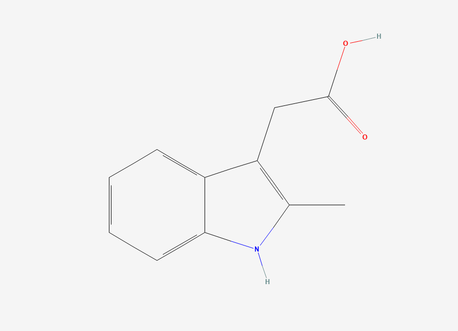 Two-dimensional chemical structure of 2-Methyl-1H-indole-3-acetic acid