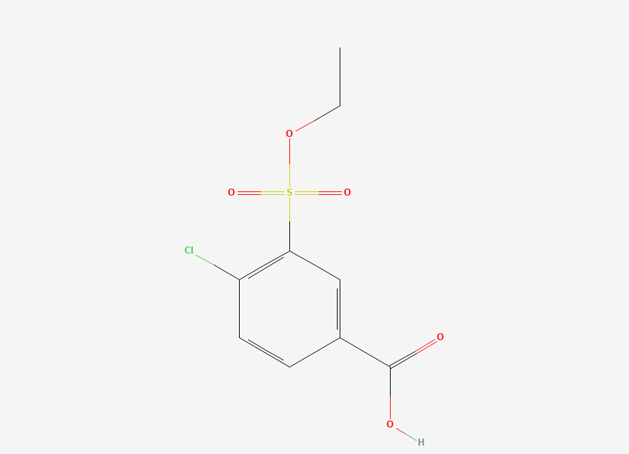 Two-dimensional chemical structure of Benzoic acid, 4-chloro-3-(ethoxysulfonyl), CAS 604787-44-2
