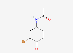 Two-dimensional chemical structure of N-(3-bromo-4-oxocyclohexyl) Acetamide, CAS 687639-03-8