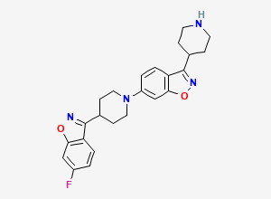 Two-dimensional chemical structure of 1,2-Benzisoxazole, 6-[4-(6-fluoro-1,2-benzisoxazol-3-yl)-1-piperidinyl]-3-(4-piperidinyl), CAS 531524-17-1