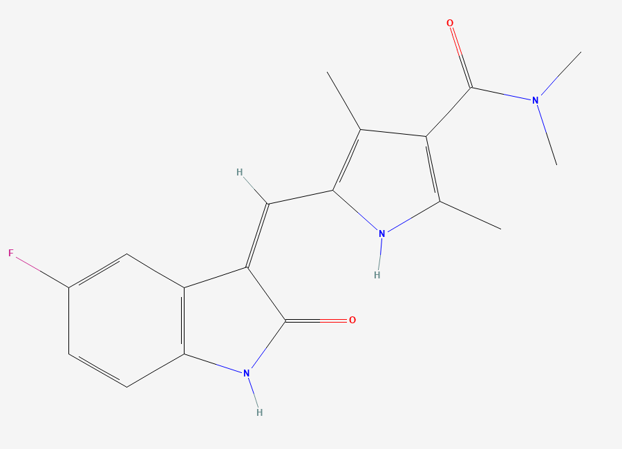 Two-dimensional chemical structure of Sunitinib Dimethyl Amide Analog, CAS 1348032-93-8