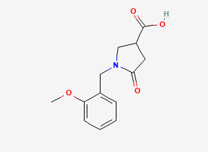 Two-dimensional chemical structure of 1-(2-Methoxybenzyl)-5-oxopyrrolidine-3-carboxylic acid
